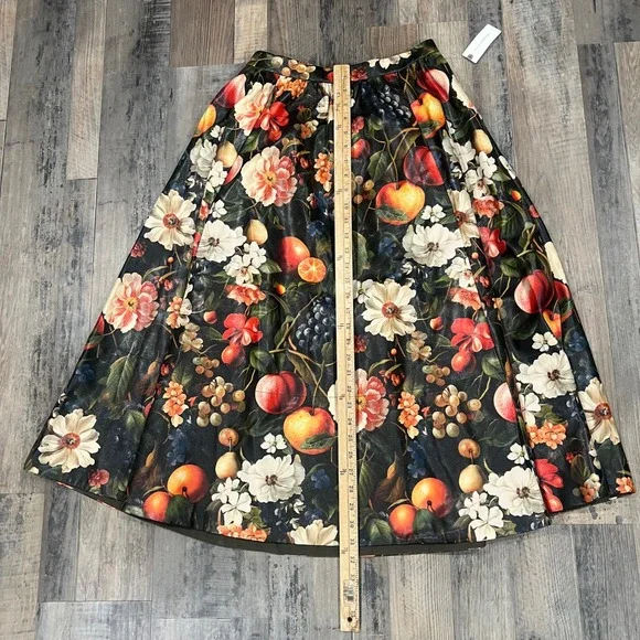 Anthropologie The Jacie Faux Leather Midi Skirt by Maeve Floral Fruit Midi Skirt - Picture 6 of 7